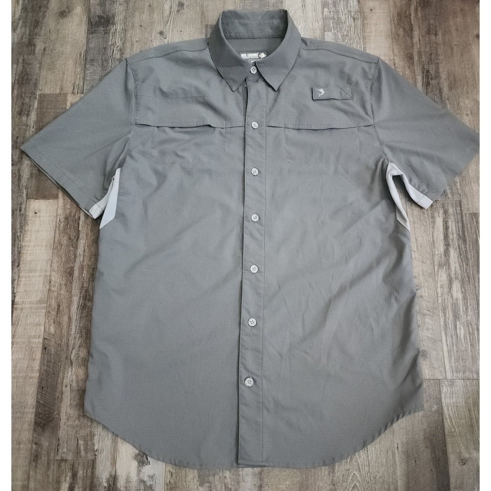 Reel Legends Mariner II Fishing Shirt Mens Small Gray Short Sleeve Ripstop Vent